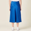 Jupe midi droite satin bleu electrique femme