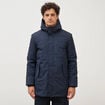 Parka longue droite &agrave; capuche bleu marine homme
