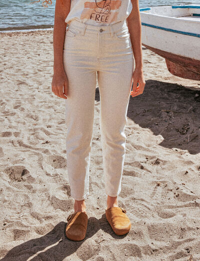 Jeans mom 7/8ème ecru femme