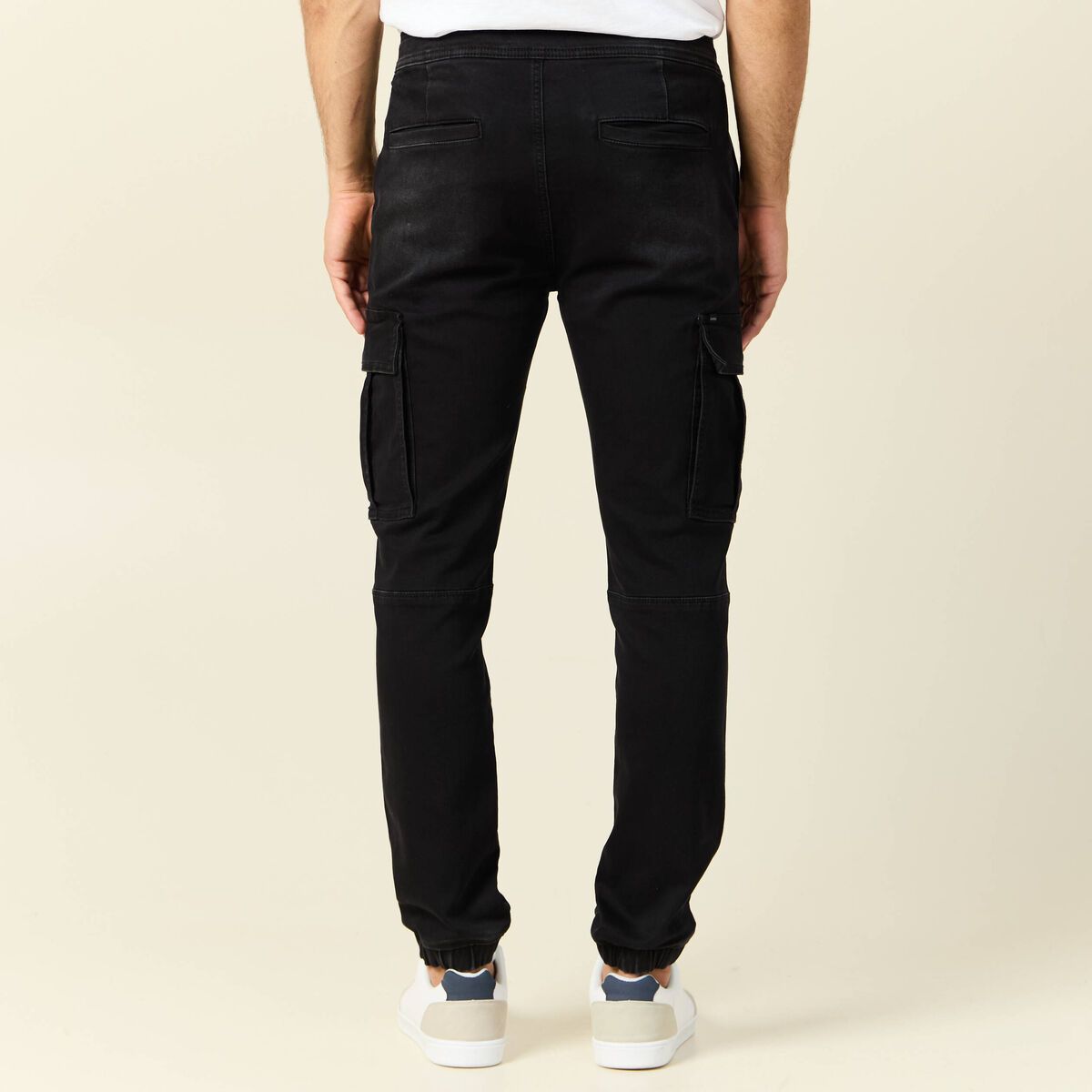 Jeans battle à coulisse denim noir homme