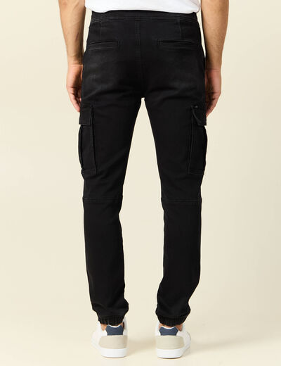 Jeans battle à coulisse denim noir homme