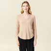 Pull manches longues col en V creme femme