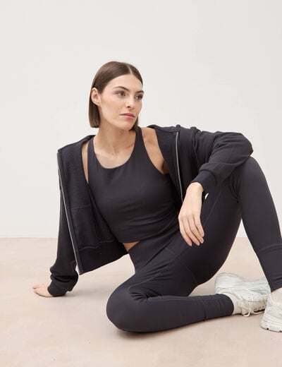 Sweat boyfriend &agrave; capuche gris fonc&eacute; femme