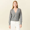 Gilet boutonné à sequins gris femme