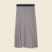 Jupe longue droite pliss&eacute;e bleu marine femme