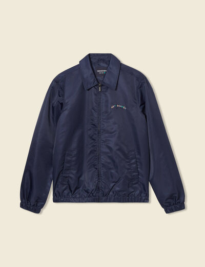 Veste broderie bas resserr&eacute; bleu marine homme