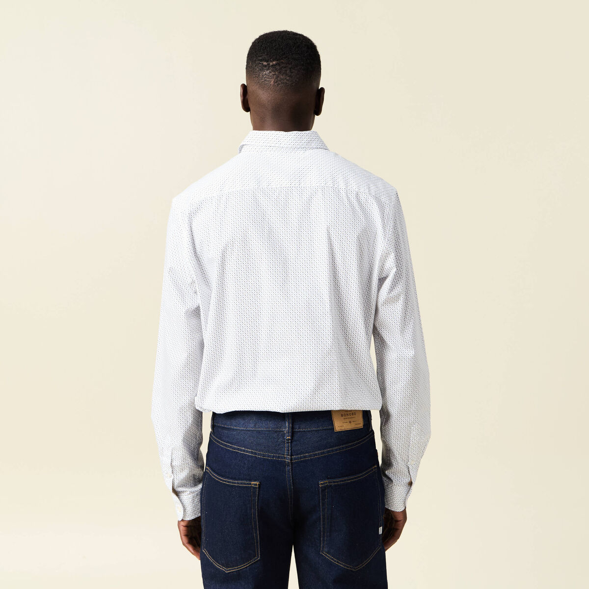 Chemise en coton manches longues blanc homme