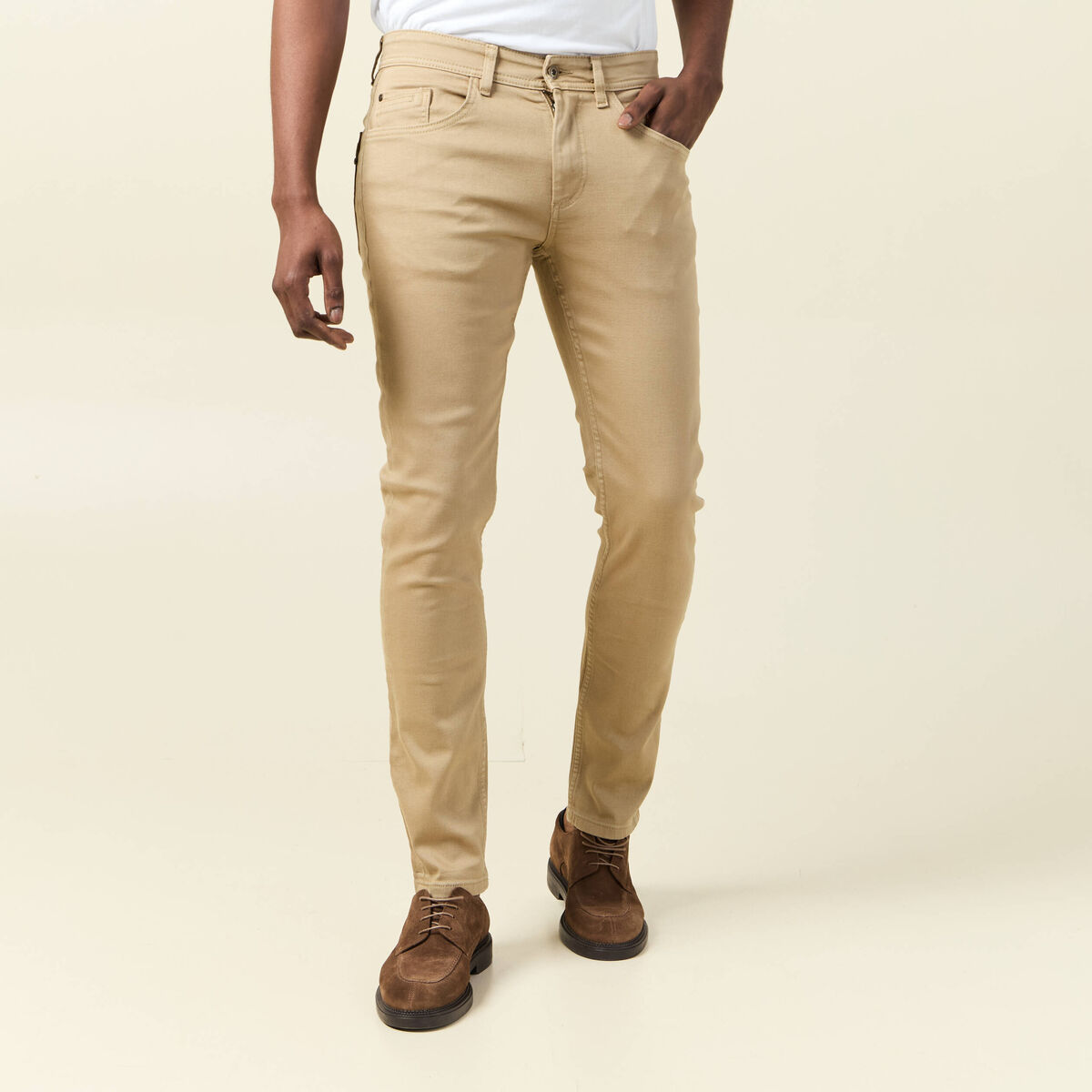 Jeans slim éco-responsable beige homme