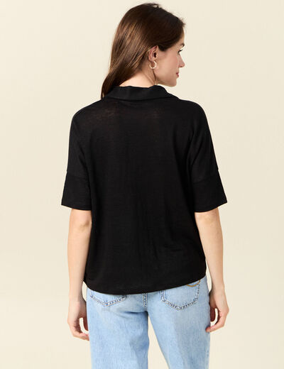 Chemise manches courtes noir femme