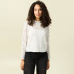 T-shirt droit court manches longues blanc femme