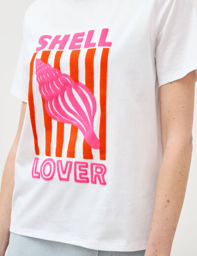 T-shirt en coton manches courtes blanc femme