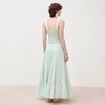Jupe longue &eacute;vas&eacute;e en coton doubl&eacute;e vert pastel femme