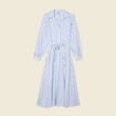 Robe longue évasée ceinturée bleu ciel femme