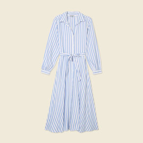 robe longue evasee ceinturee bleu ciel femme Robe longue évasée ceinturée bleu ciel femme