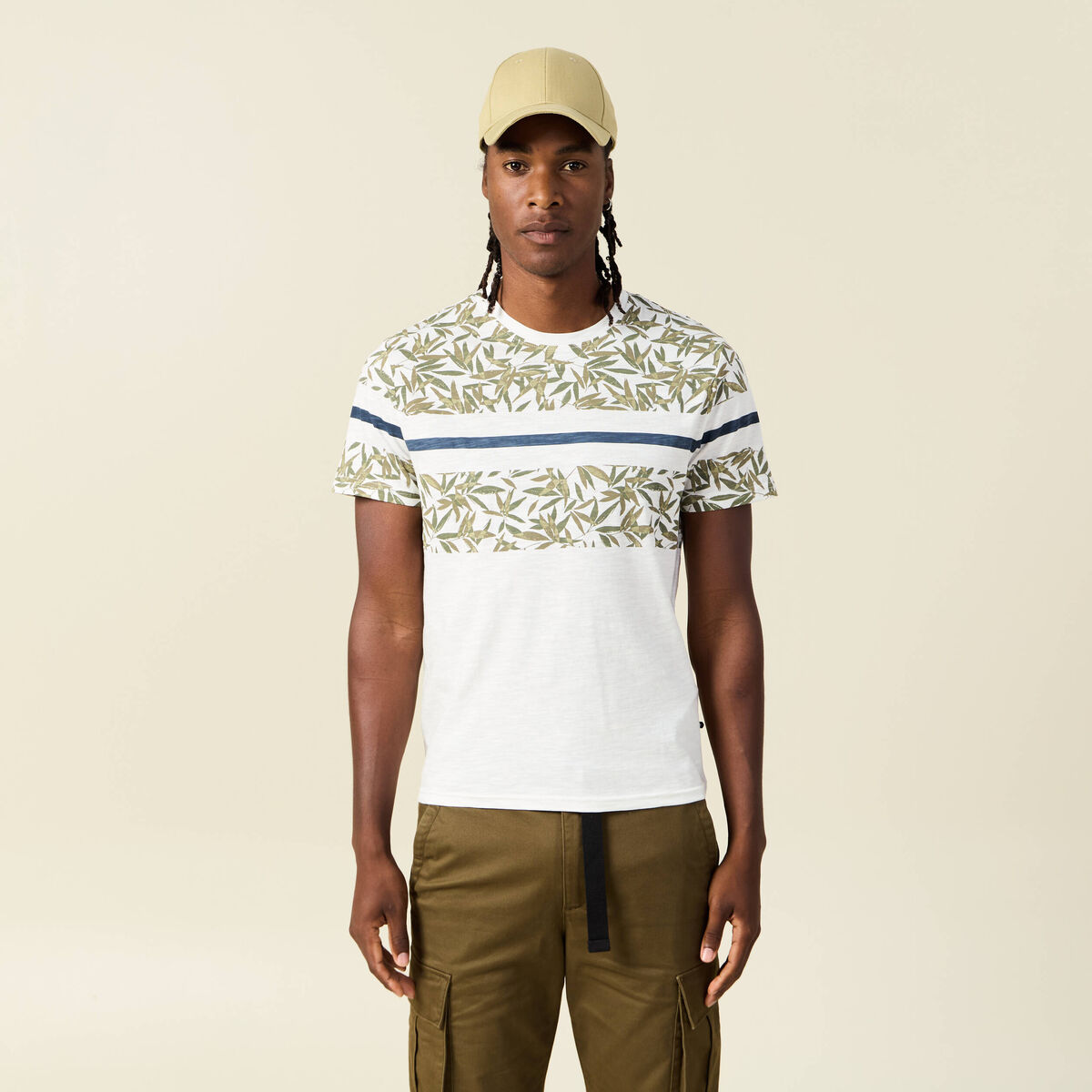 T-shirt manches courtes ecru homme