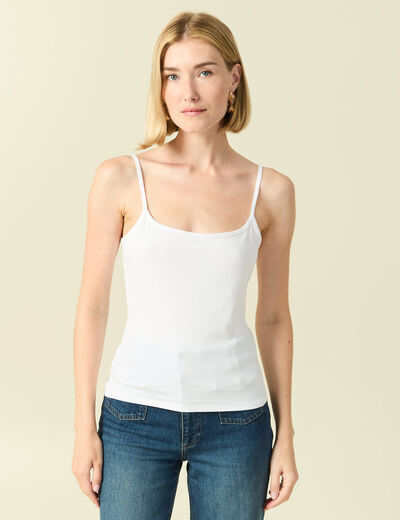 D&eacute;bardeur cintr&eacute; d&eacute;collet&eacute; bretelles blanc femme