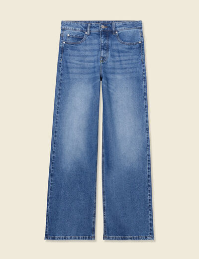 Jeans large taille haute denim stone femme