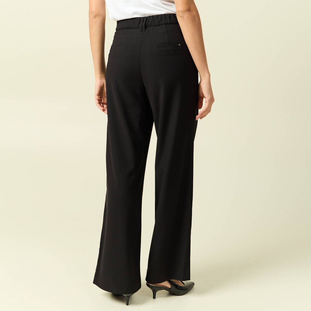 Pantalon loose taille standard fluide noir femme