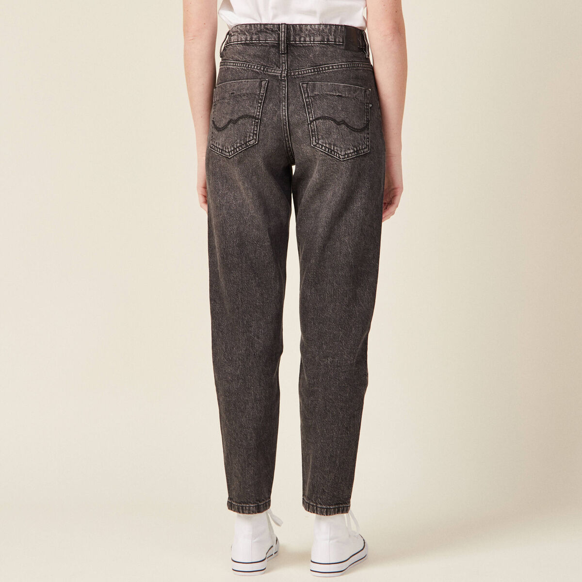 Jeans mom 7/8ème denim gris femme