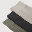 Lot de 3 paires chaussettes hautes vert kaki homme