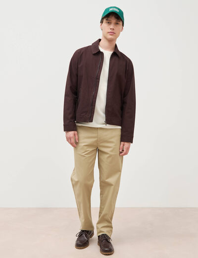 Pull col rond manches longues ecru homme