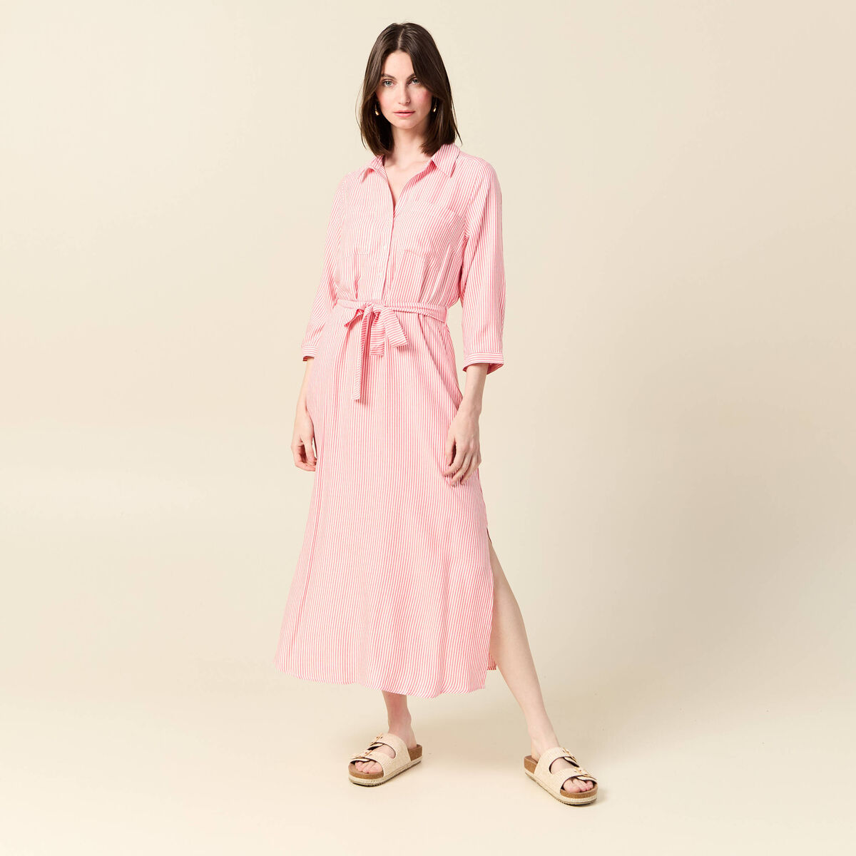 Robe chemise éco-responsable rouge femme