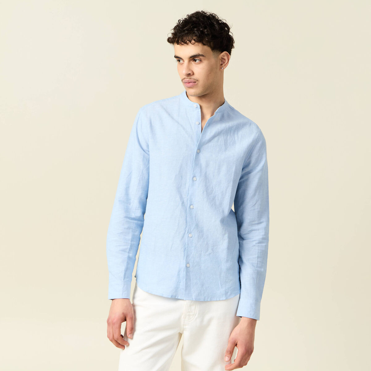 Chemise manches longues bleu ciel homme