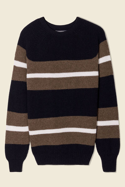 Pull manches longues bleu marine homme