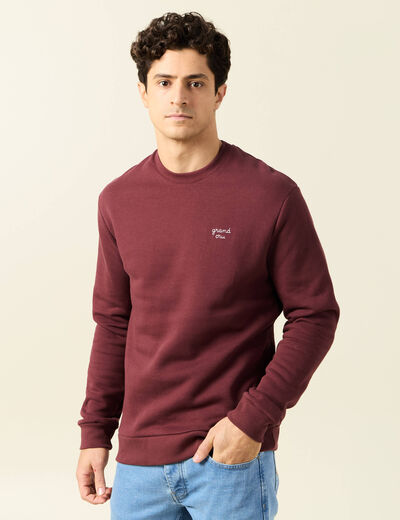 Sweat manches longues rouge fonc&eacute; homme