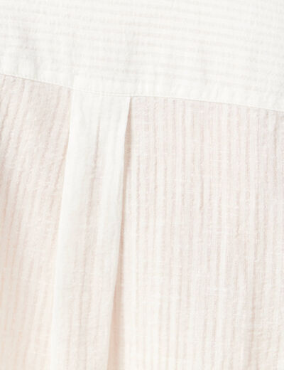 Chemise manches longues en coton brodée creme femme