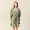 Robe évasée ceinturée vert kaki femme