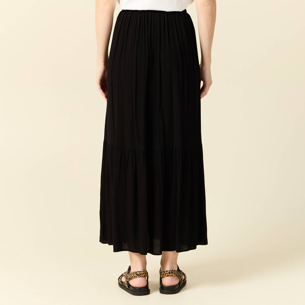 jupe longue evasee noir femme Jupe longue évasée noir femme