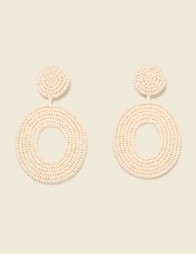 Boucles d'oreilles pendantes ecru femme