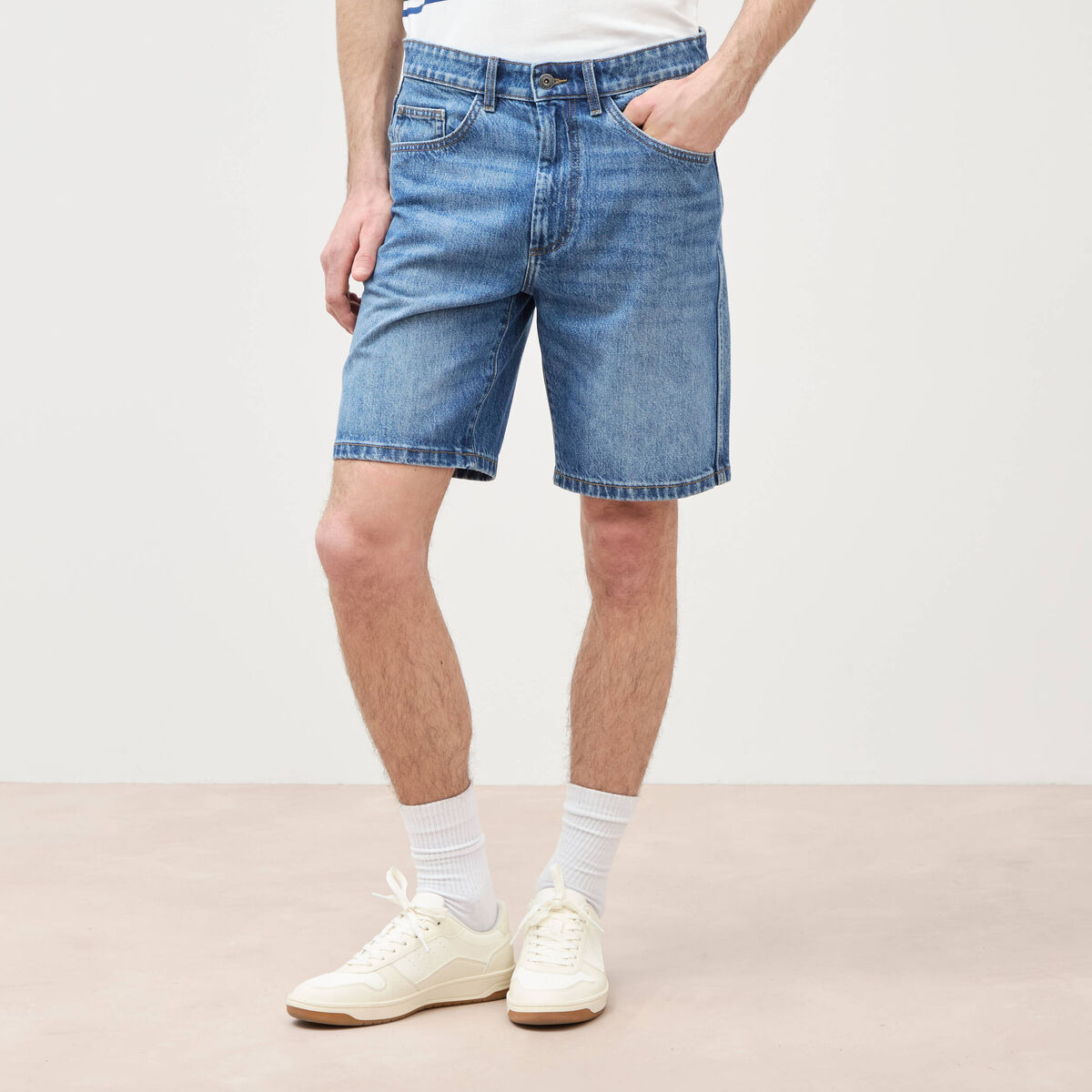 Bermuda en jean coton denim stone homme