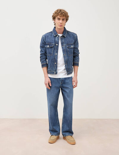 Jeans loose longueur 32 en coton denim stone homme