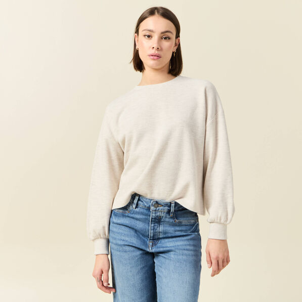 Sweat manches longues oversize creme femme