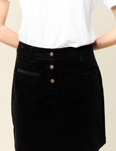 Jupe droite velours noir femme