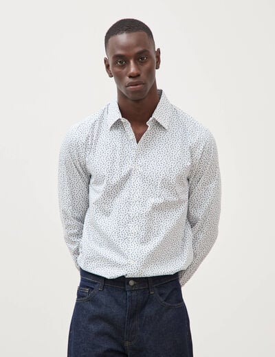 Chemise en coton manches longues blanc homme