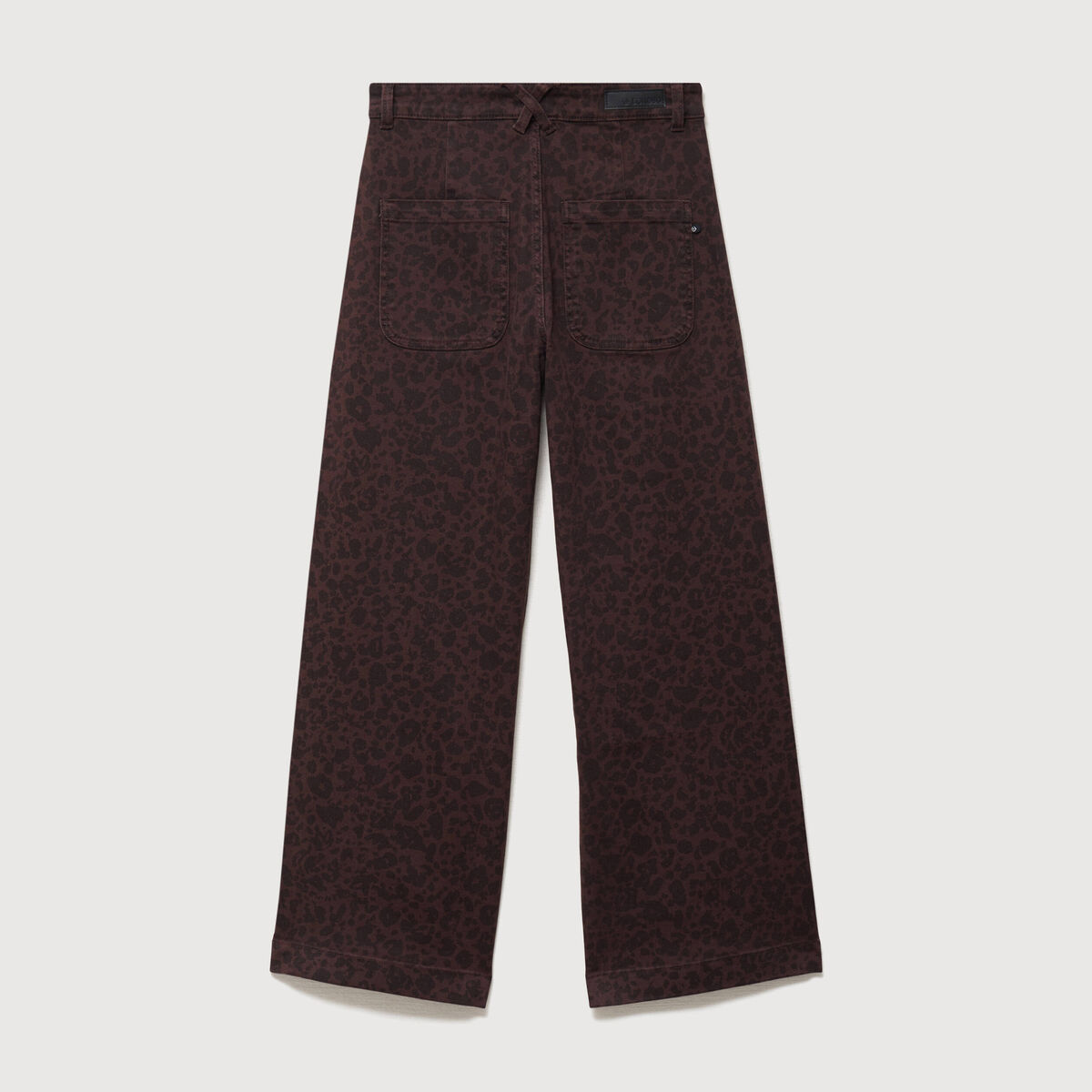 Jeans large cropped taille haute marron chocolat femme