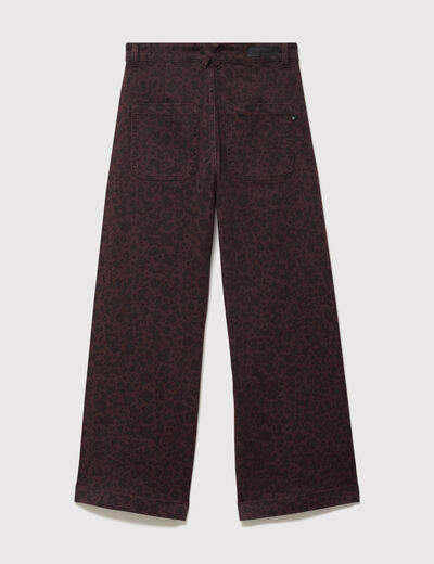 Jeans large cropped taille haute marron chocolat femme