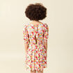 Robe fluide col v manches courtes rose framboise femme