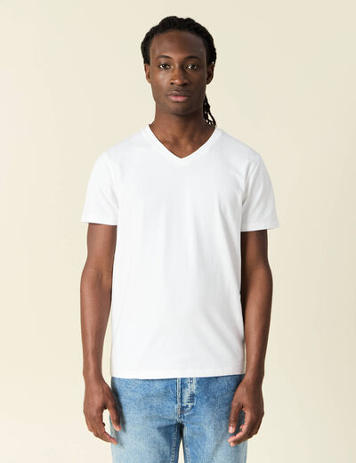 T-shirt col V homme Instinct blanc homme