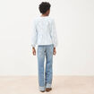 Chemise col v manches longues en coton blanc femme