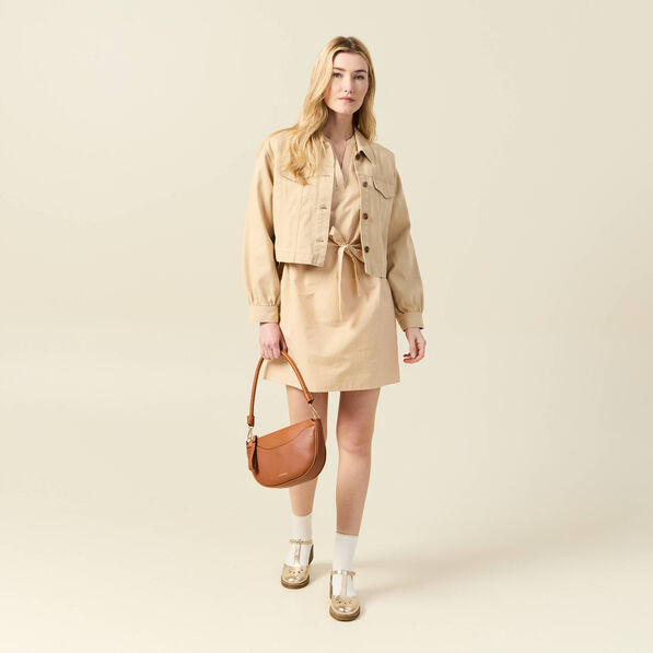 Robe droite ceinturée jaune femme