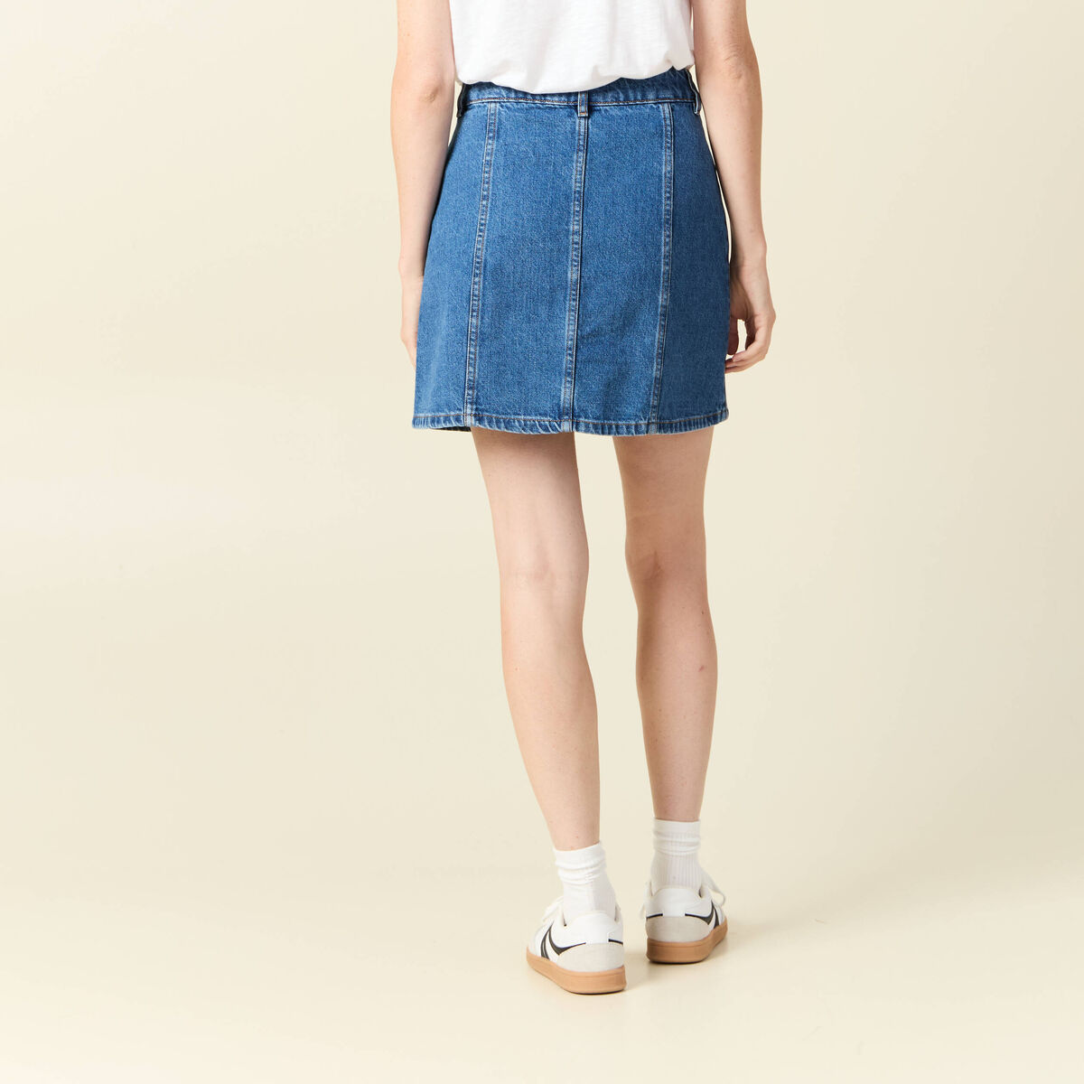 Jupe trapèze en jean denim stone femme