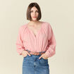 Blouse manches longues rose femme