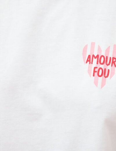T-shirt droit col rond manches courtes blanc femme