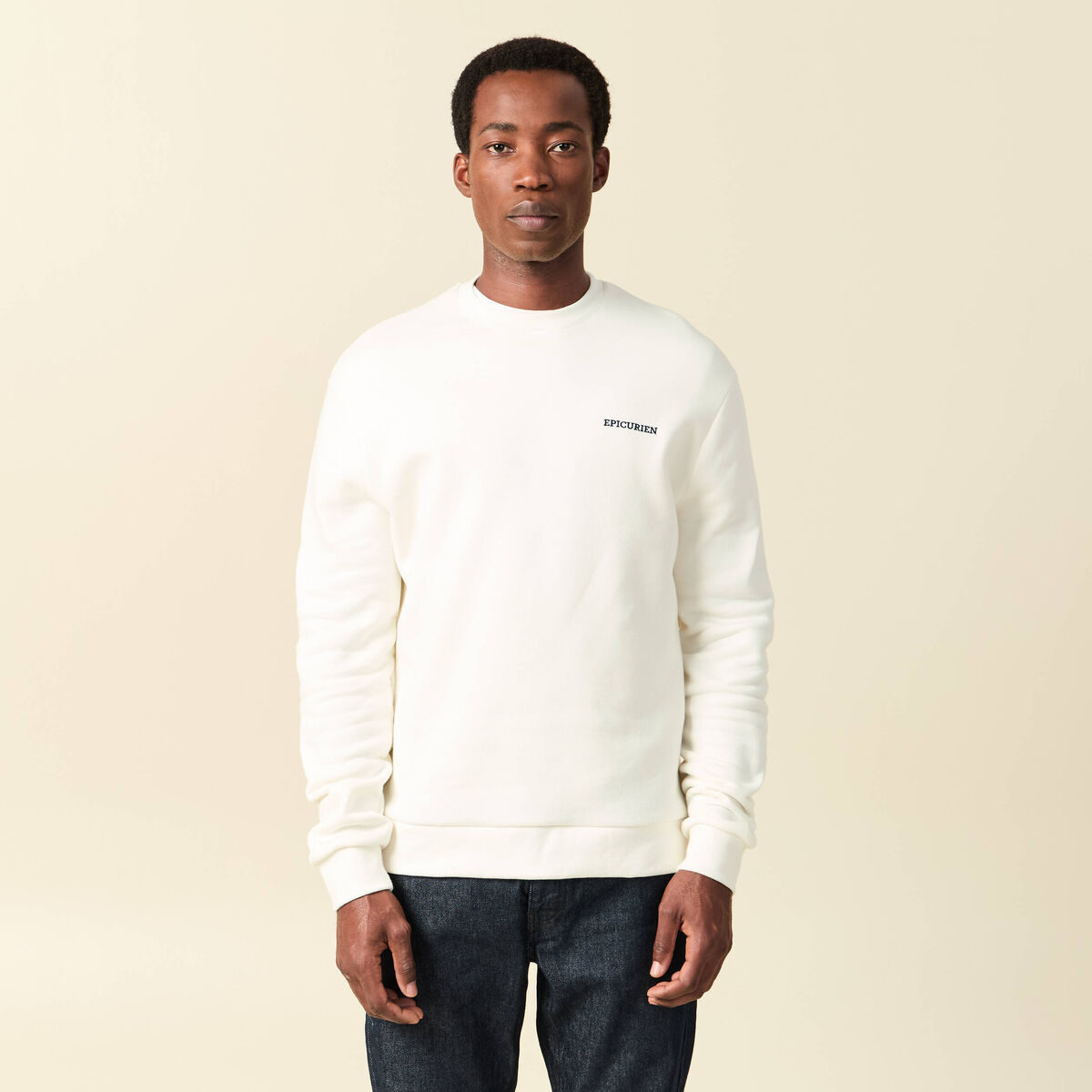 Sweat manches longues ecru homme