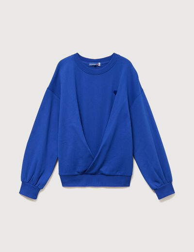 Sweat droit col rond manches longues bleu electrique femme