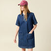 Robe jeans manches courtes denim stone femme